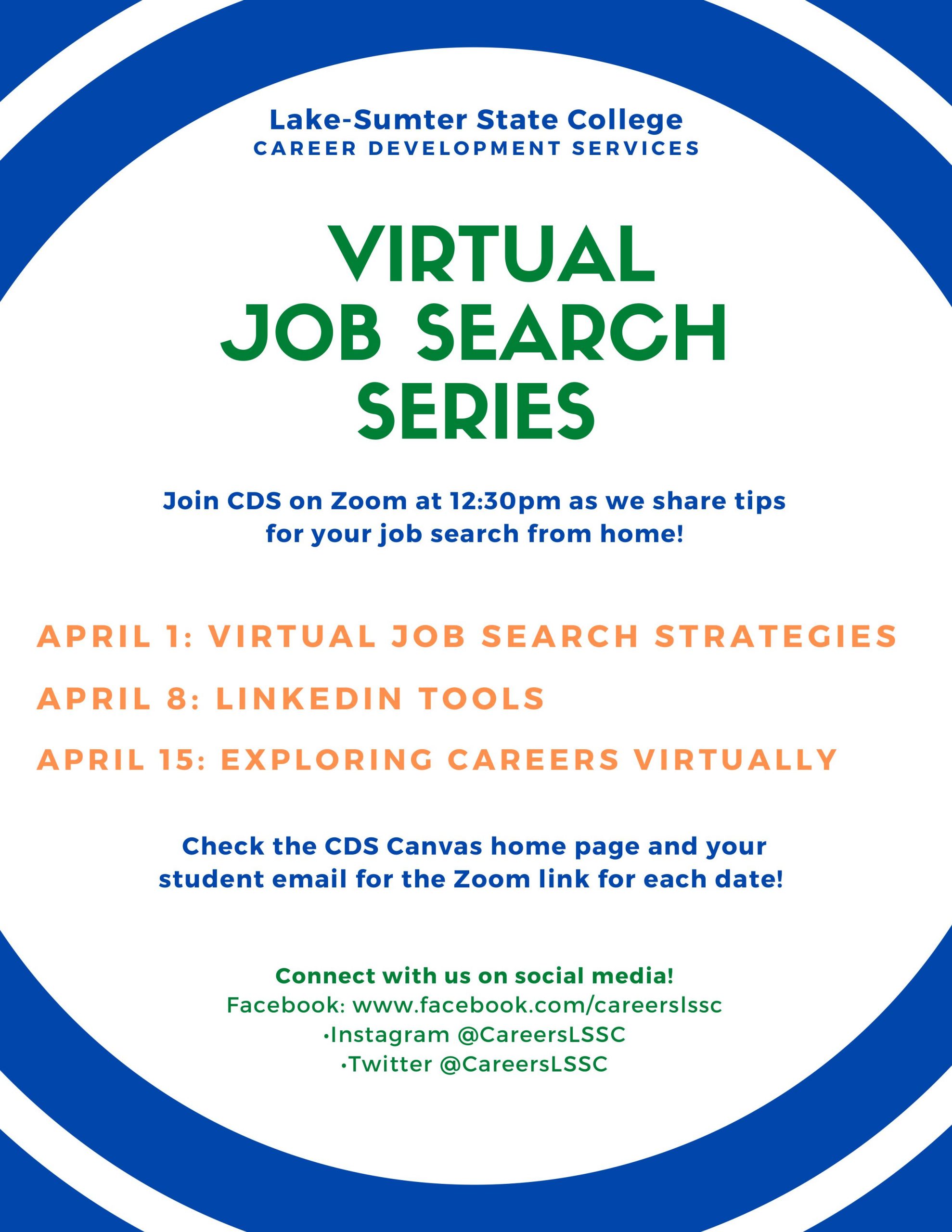 Career Development Services Virtual Job Search Series graphic