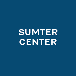 Blue background with white text reading Sumter Center