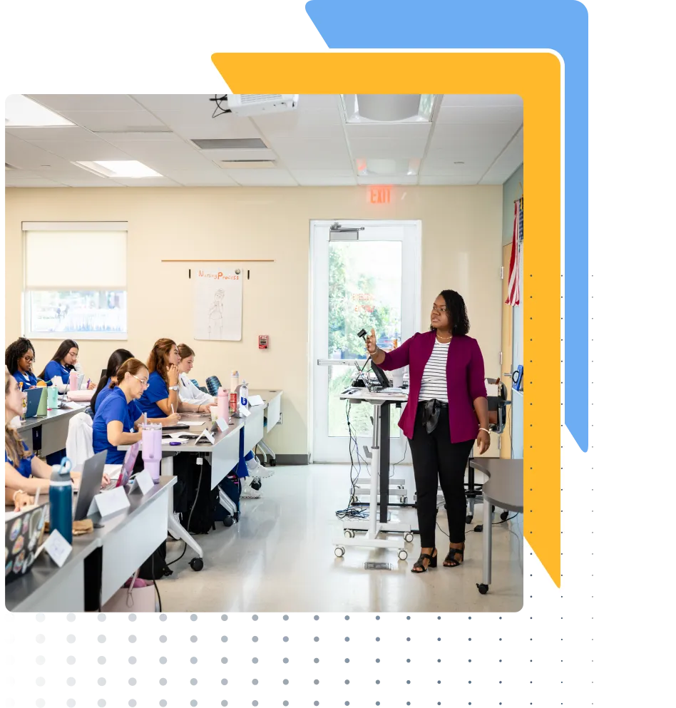 Teacher instructing Lake Sumter students.