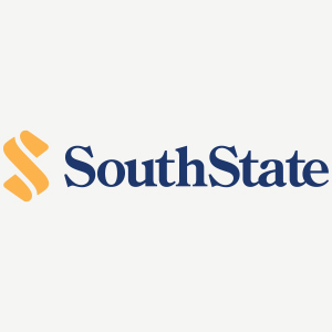 Yellow S with text South State in blue