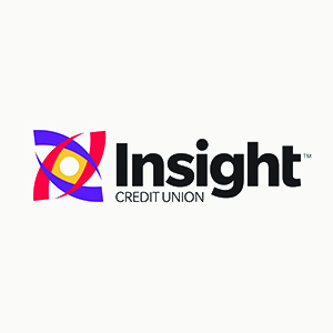 insight credit union text with red,purple ,and yellow image next to it
