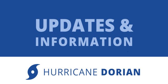 Text: Updates and Information on Hurricane Dorian