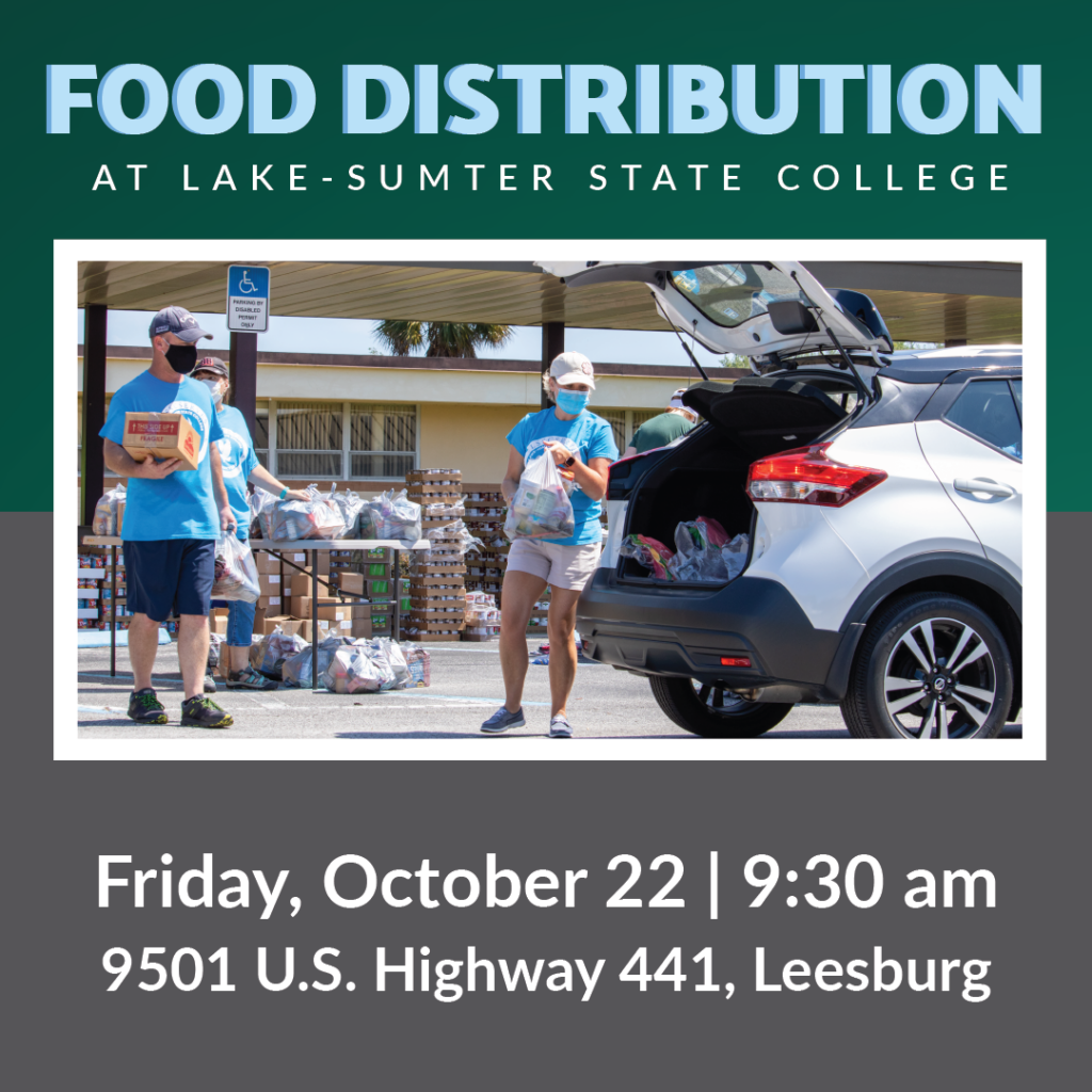 Food distribution at Lake-Sumter State College on Friday, Oct 22 at 9am