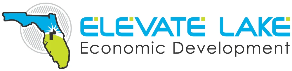 Elevate Lake Economic Development logo, Florida outline with Lake County highlighted.