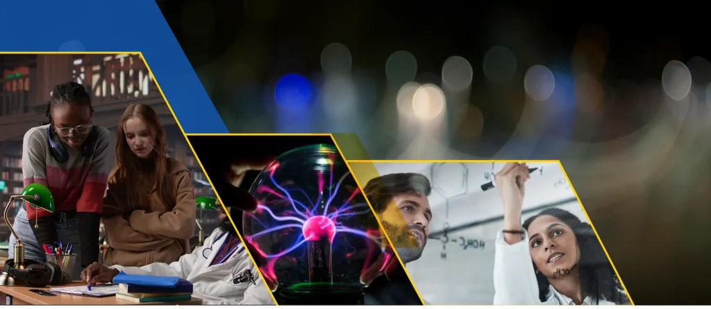 physics experiment, students writing formulas