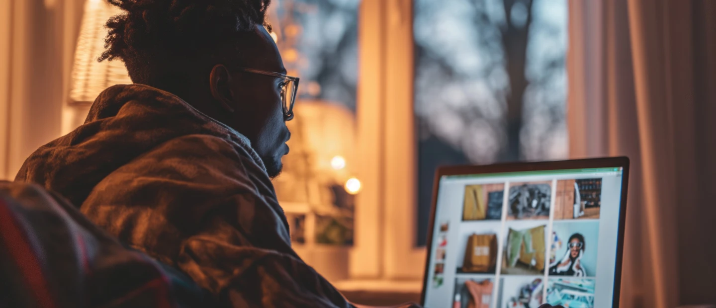 man watching videos on laptop