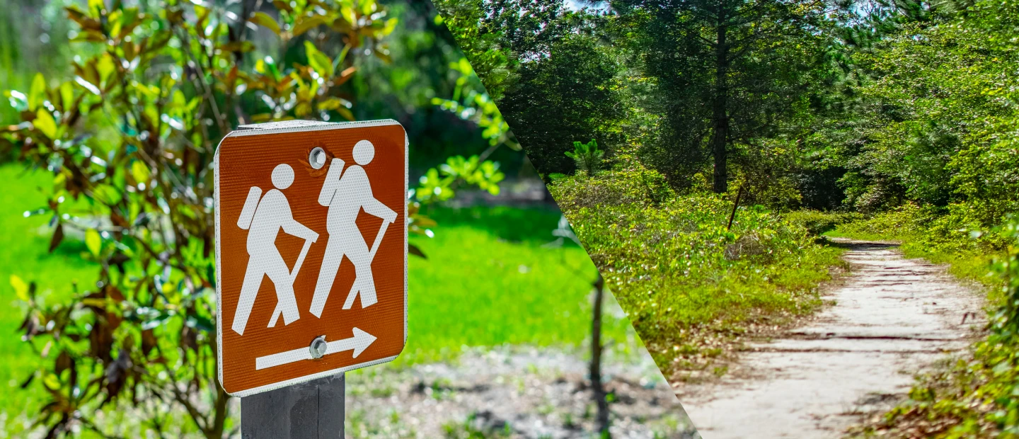 1 image files updated Group walking sign with a path in the background