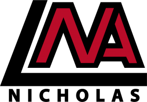 Red stylized letters N and A, partially visible in the top right corner on a black background.