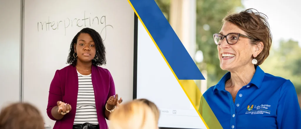 teacher speaking in the front of a classroom