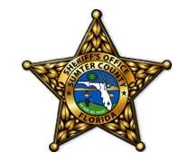 Staff badge, Sumter County Florida Sheriff's Office—gold star with state map and seal at center.