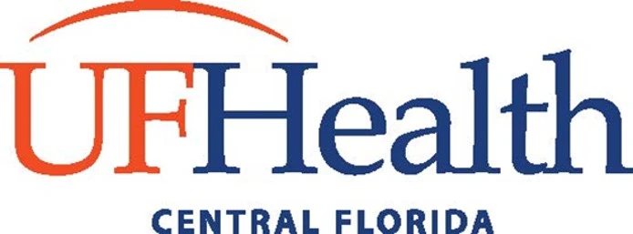 UF Health Central Florida logo, "UF" in orange, "Health" and "Central Florida" in blue text.